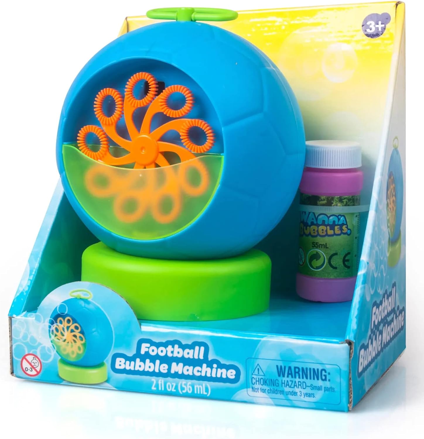 Fubbles Football Bubble Machine, Foam PVC Soccer Ball Design, Automatic Bubble Maker, Includes Bubble Solution, Outdoor Play Toy, Size 5, Ages 3+