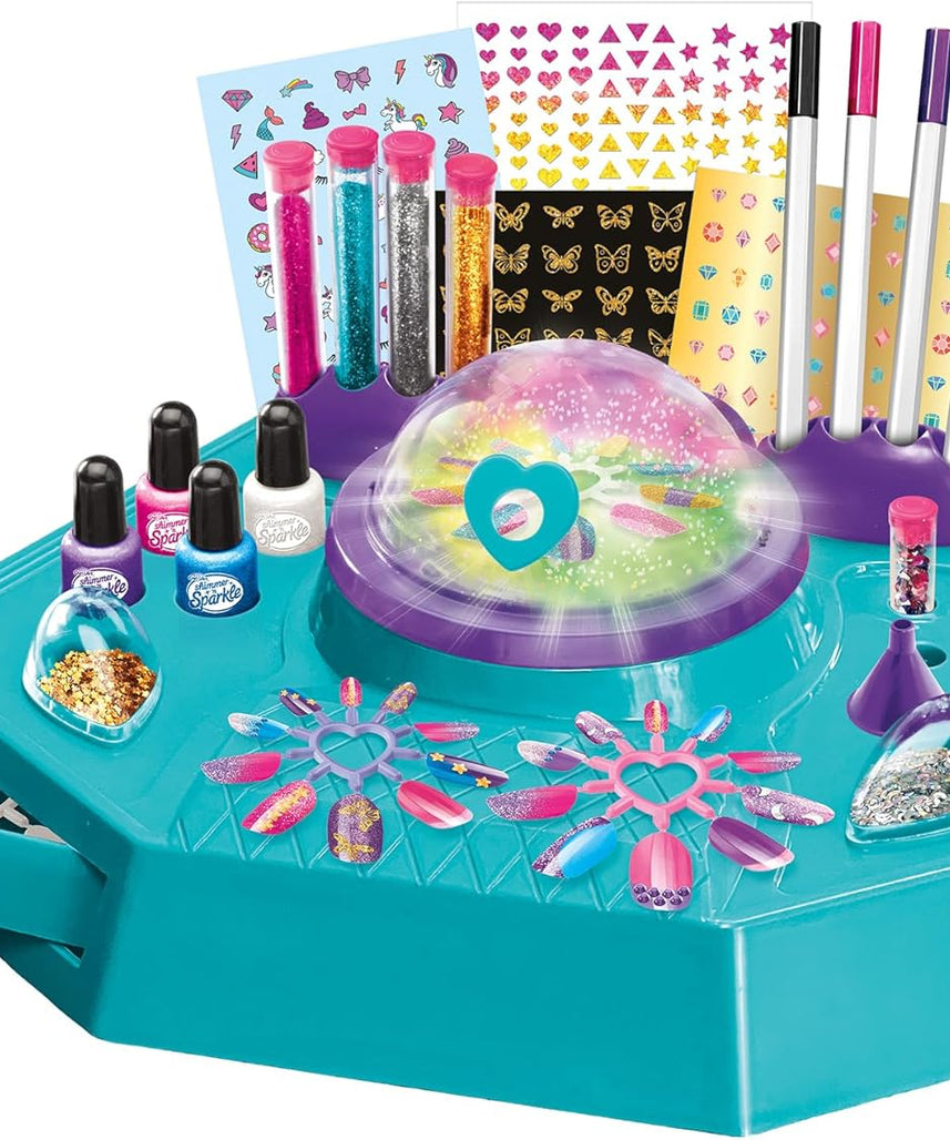Cra-Z-Art Shimmer N Sparkle Design N Dazzle Nail Art Studio, DIY Nail Art Kit, Color Changing Glitter Dome, Nail Polish, Sequins, Stickers & Accessories, Creative Beauty Set for Kids Ages 6+