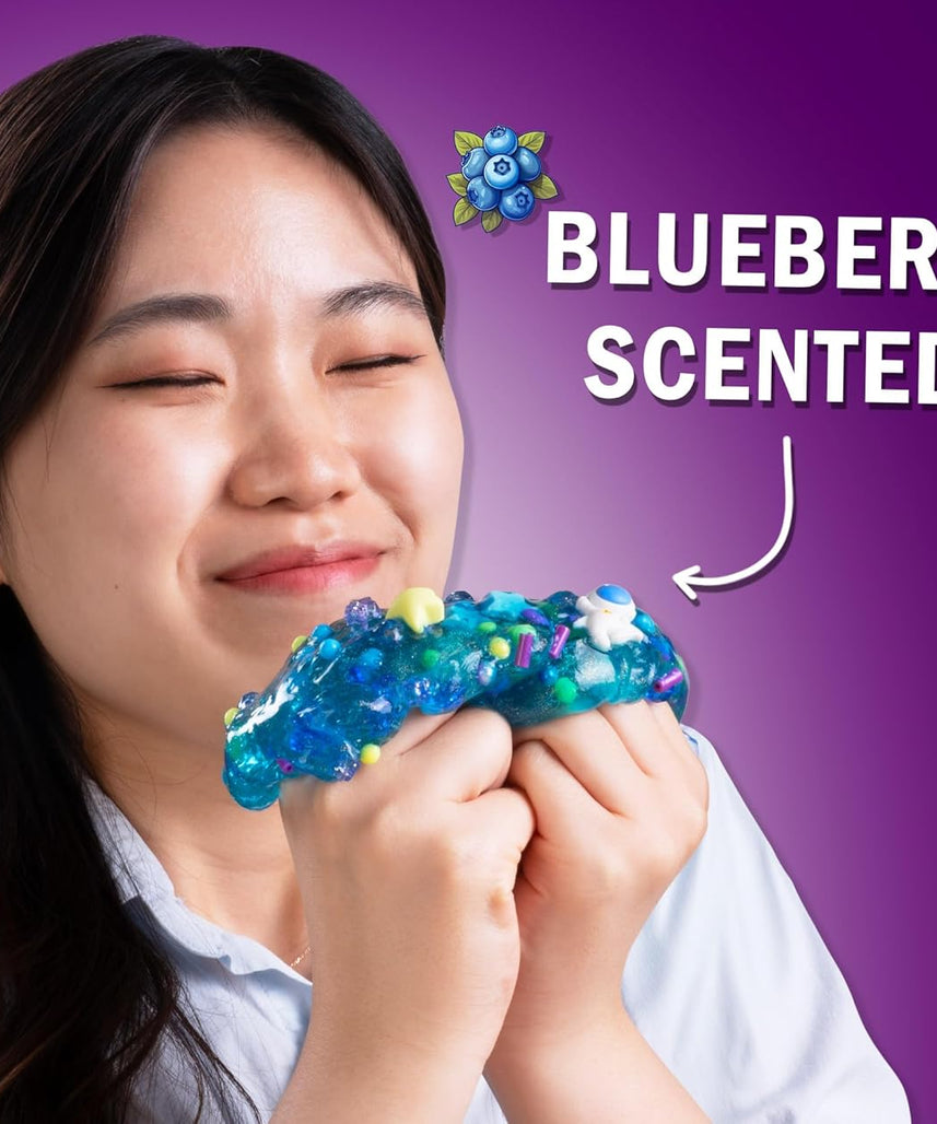 لعبة سلايم آرون المجنونة - مادة كونية، سلايم برائحة التوت الأزرق مع سحر، غير سام، فائقة المرونة والطراوة، مناسبة للأولاد والبنات من عمر 3 سنوات فما فوق