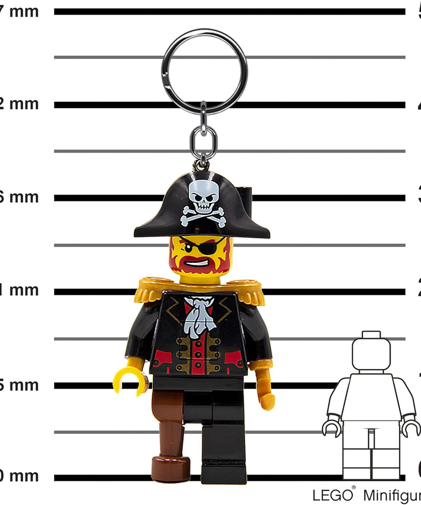 LEGO Iconic Captain Brickbeard Lighted Keyring, Gifts for Kids, Figure Height 76mm (KE23H) 2 x CR2025 Batteries Included
