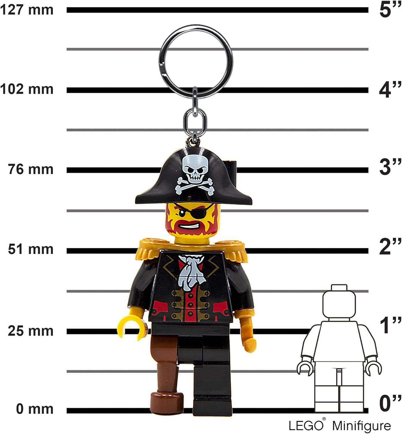 LEGO Iconic Captain Brickbeard Lighted Keyring, Gifts for Kids, Figure Height 76mm (KE23H) 2 x CR2025 Batteries Included