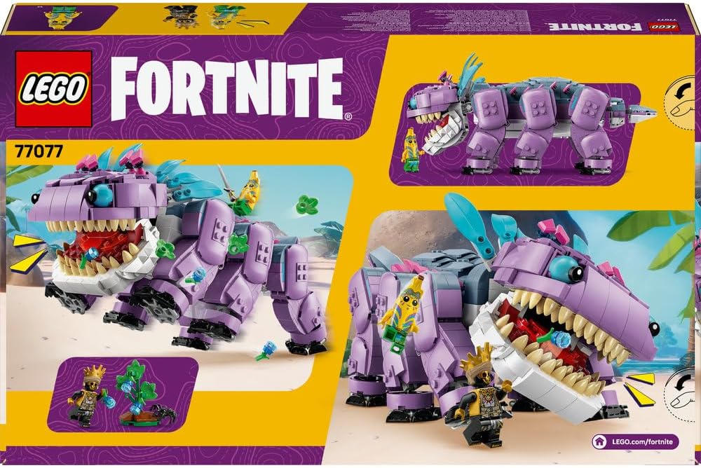 LEGO Fortnite Klombo Toy - Play & Display Dino Figure with Oro and Island Peely Minifigures - Gift for 10+ Year Old Boys, Girls & Gaming Fans - 77077