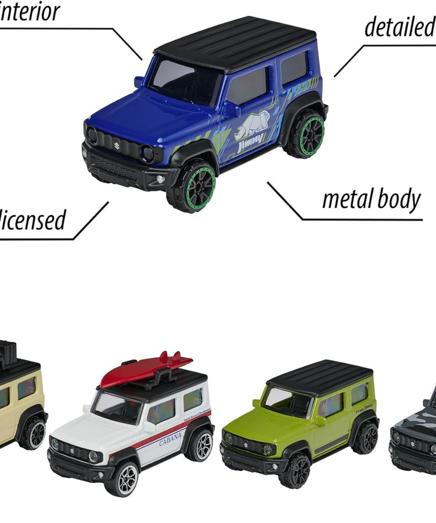 Majorette Suzuki Jimny 5-Piece Gift Pack – Die-Cast Metal Toy Cars, Rolling Wheels, Collectible Mini Vehicles for Kids, 1:64 Scale