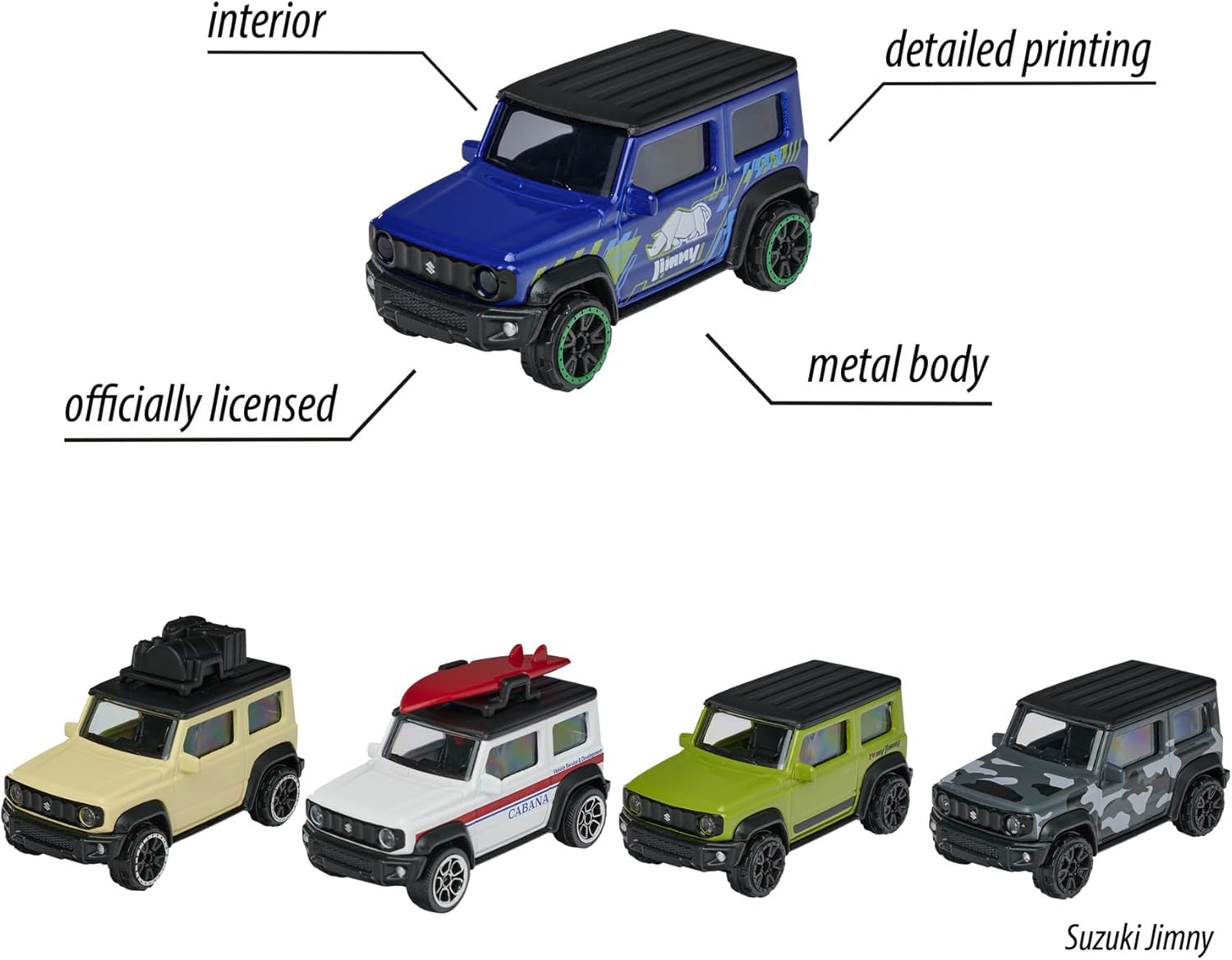 Majorette Suzuki Jimny 5-Piece Gift Pack – Die-Cast Metal Toy Cars, Rolling Wheels, Collectible Mini Vehicles for Kids, 1:64 Scale