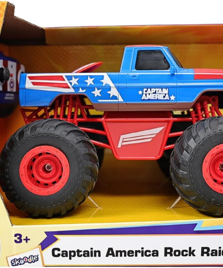 Marvel Captain America Remote Control Rock Raider - 2.4 GHz Full Function RC Crawler - All-Terrain Off-Road Truck for Kids - Official Marvel Avengers Toy