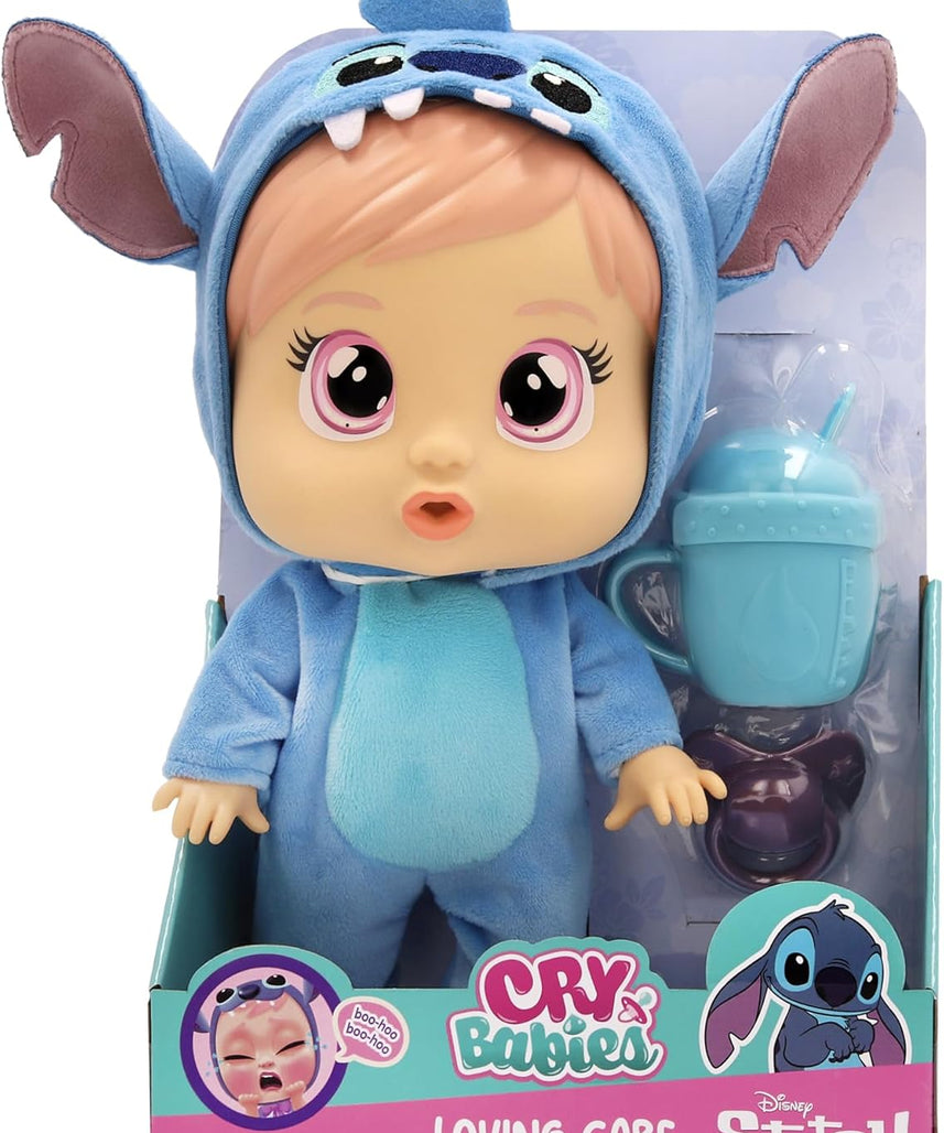 Cry Babies Loving Care Disney Stitch, Comes with Stitch Costume, Includes Accessories, Baby Doll, Pretend Play, Roleplay, 1 Years+