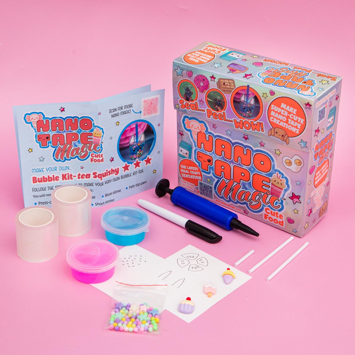 Nano Tape Magic Classic Kit Cute Food DIY Craft Set, Make Kawaii Squishies and Nano Tape Creations, Creative Arts & Crafts Kit for Kids, Ages 6+