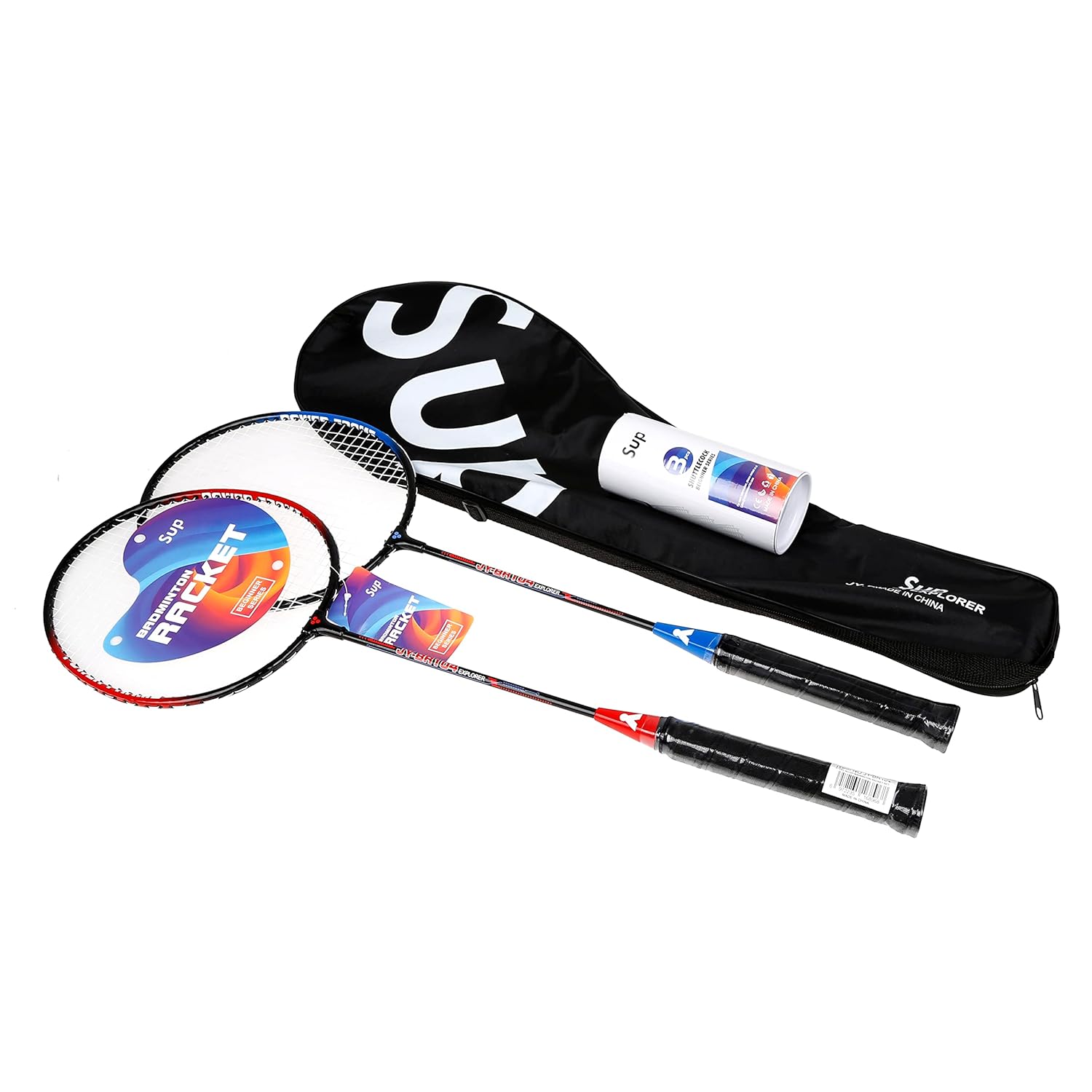 Supreme Iron Alloy Badminton Racket Combo Set 2 Pcs Rackets With 3 Pcs Shuttlecock