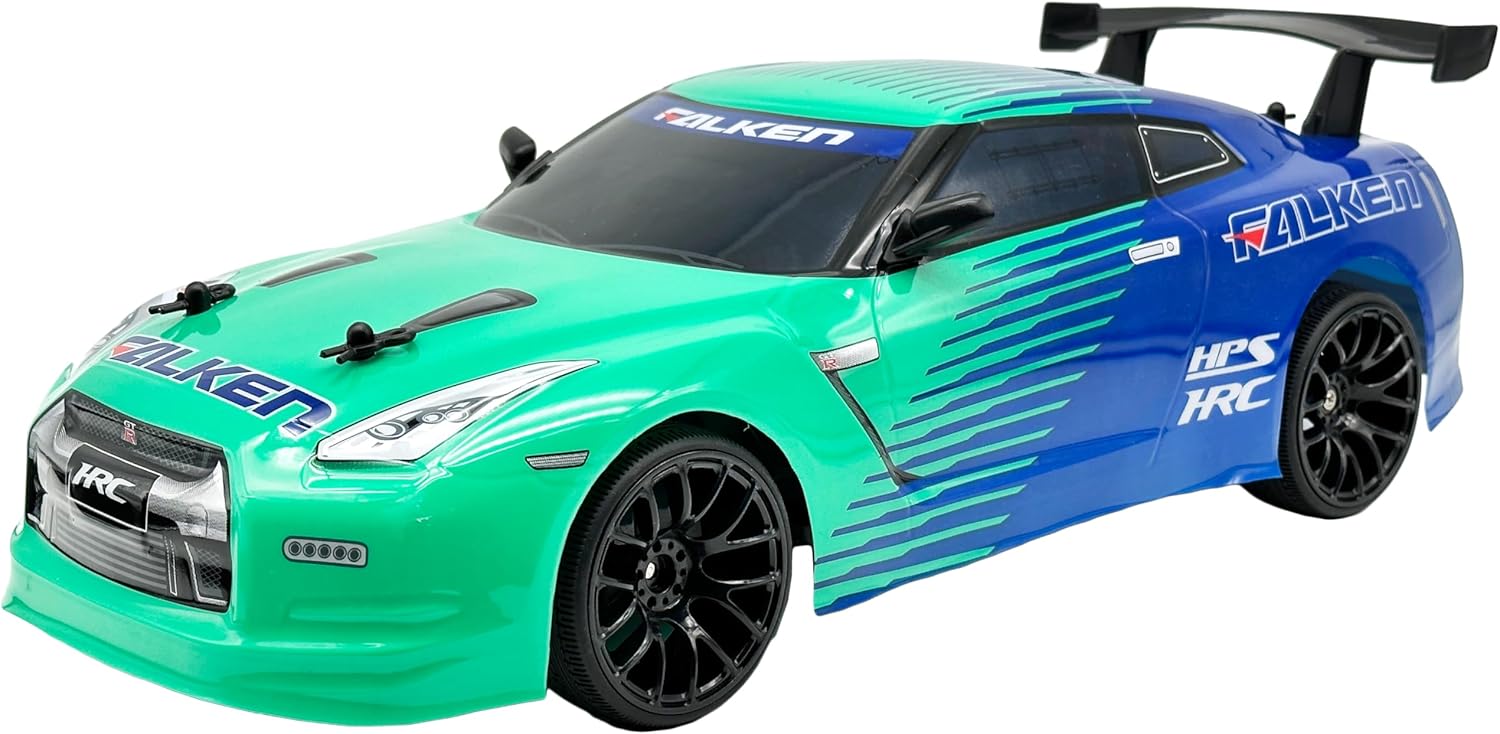 D-Power 1:10 Nissan GT-R Falken RC Car, 2.4GHz Remote Control, 7.4V USB Rechargeable Battery, Realistic Drift Design, Ages 6+