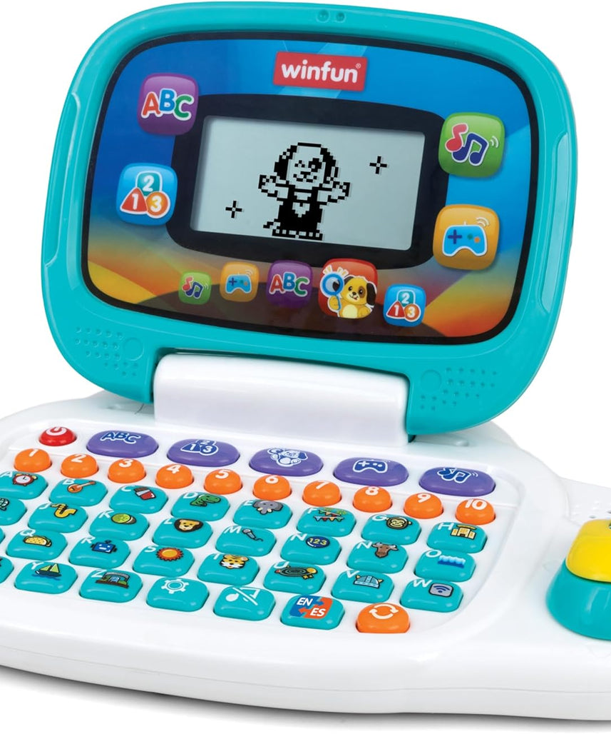 Winfun Lets Learn Bilingual Kids Laptop for Preschoolers Age 3 and Up Educational Toy in English and Spanish with LCD Screen and Interactive Games