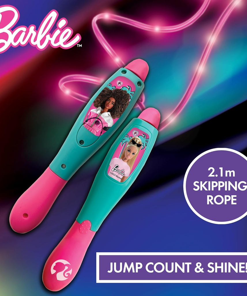 حبل القفز المضيء LED من سينكو كرييشنز باربي بطول 2.1 متر مع عداد رقمي، لعبة لياقة بدنية داخلية وخارجية مناسبة للأطفال من سن 3 سنوات فما فوق