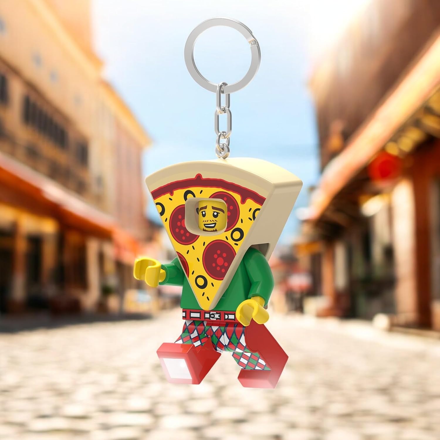 LEGO Minifigures Large 3 Inch Tall Figure Keychain Light - Pizza Costume Guy (KE176H), Bag charm with LED light