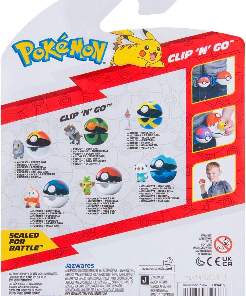 Pokemon Clip n Go - Oshawott with Diveball, Action Figures, Official Detailed Figurines, Collectibles, Figure with Poke Ball, 4 Years+