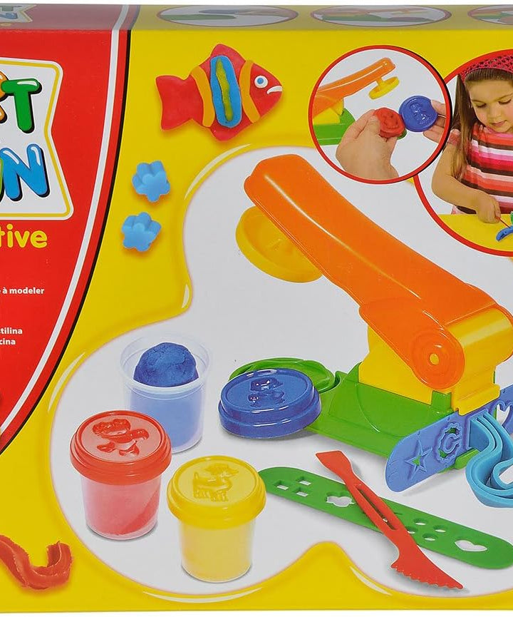 Simba Art & Fun Dough Press, 3 x 50g Modelling Dough with Templates and Knife for Kids 3+