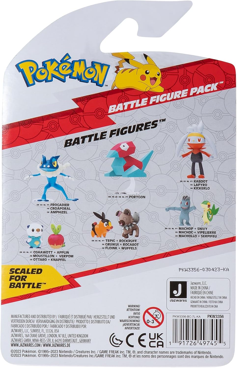Pokémon Battle Figure First Partner 2 Pack, 2 Inch Fuecoco and Pikachu Action Figures, Authentic Anime Details, Official Jazwares Toy, Ages 4 Years and Up