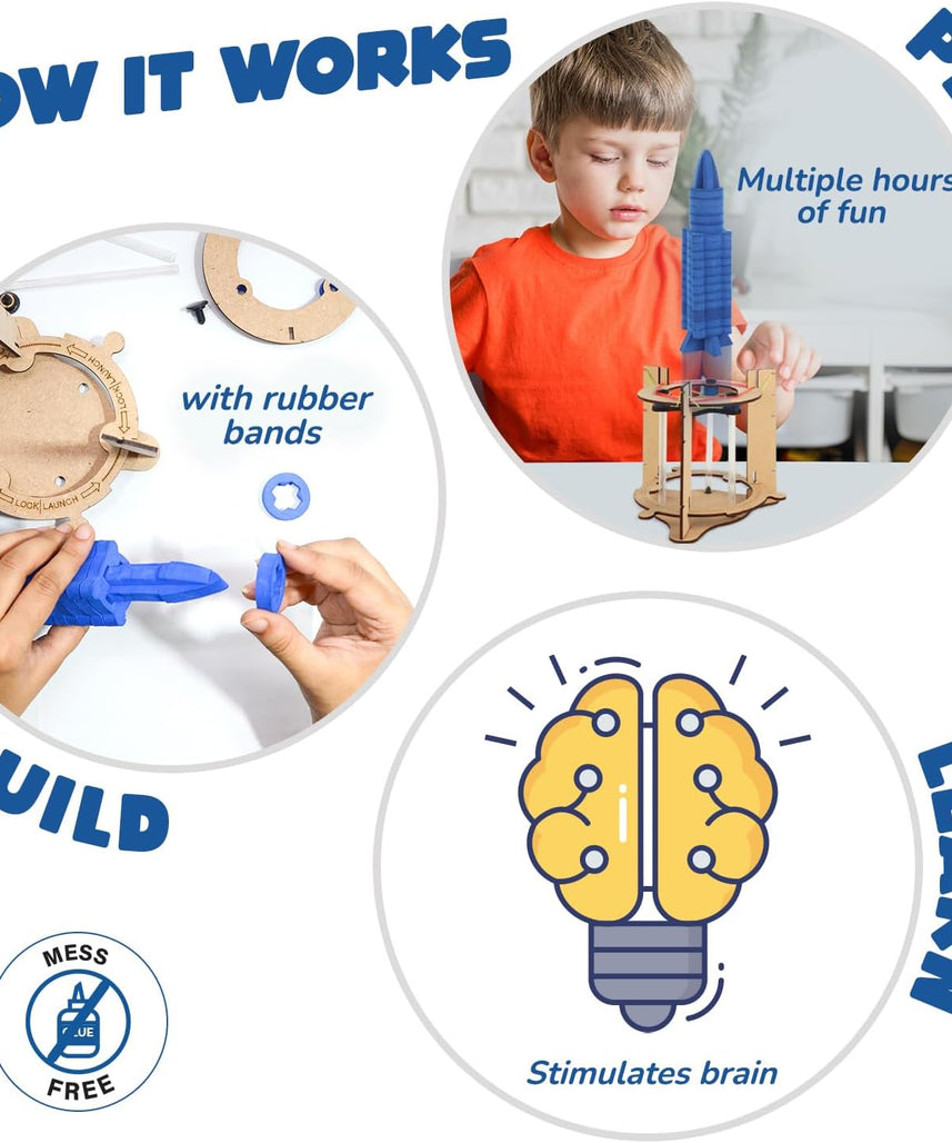 Smartivity Space Rocket STEM Toy, Educational DIY Construction Kit for Kids, Hands-On Science and Engineering Project, STEM Learning Activity for Ages 6-14, Birthday Gift for Boys and Girls