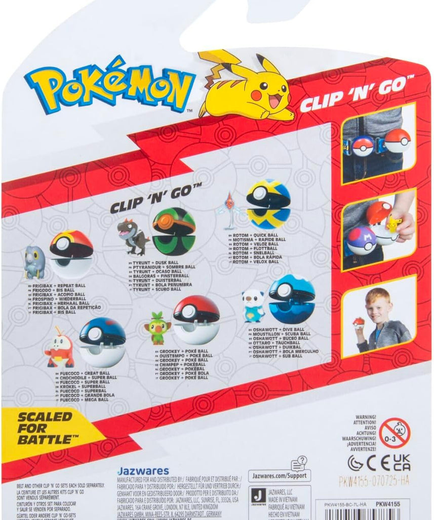 Pokemon Clip n Go - Rotom with Quickball, Action Figures, Official Detailed Figurines, Collectibles, Figure with Poke Ball, 4 Years+