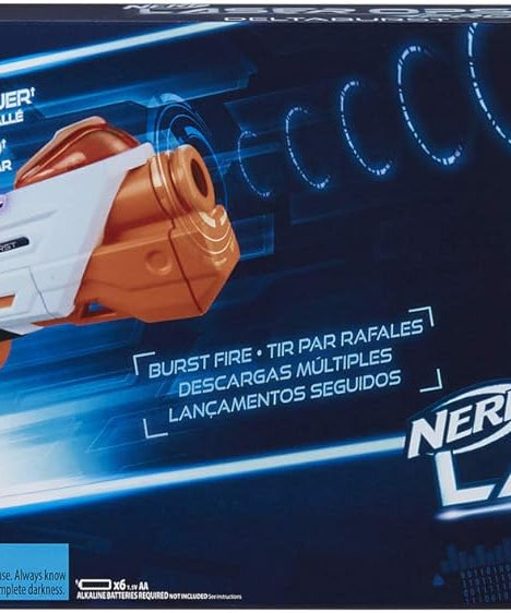 Nerf Laser Ops Burst Fire Combat Blaster with Light and Sound Effects, Multi-Shot IR Burst, LCD Display, App Compatible, Includes Armband and Solo Attachment, Ages 8+