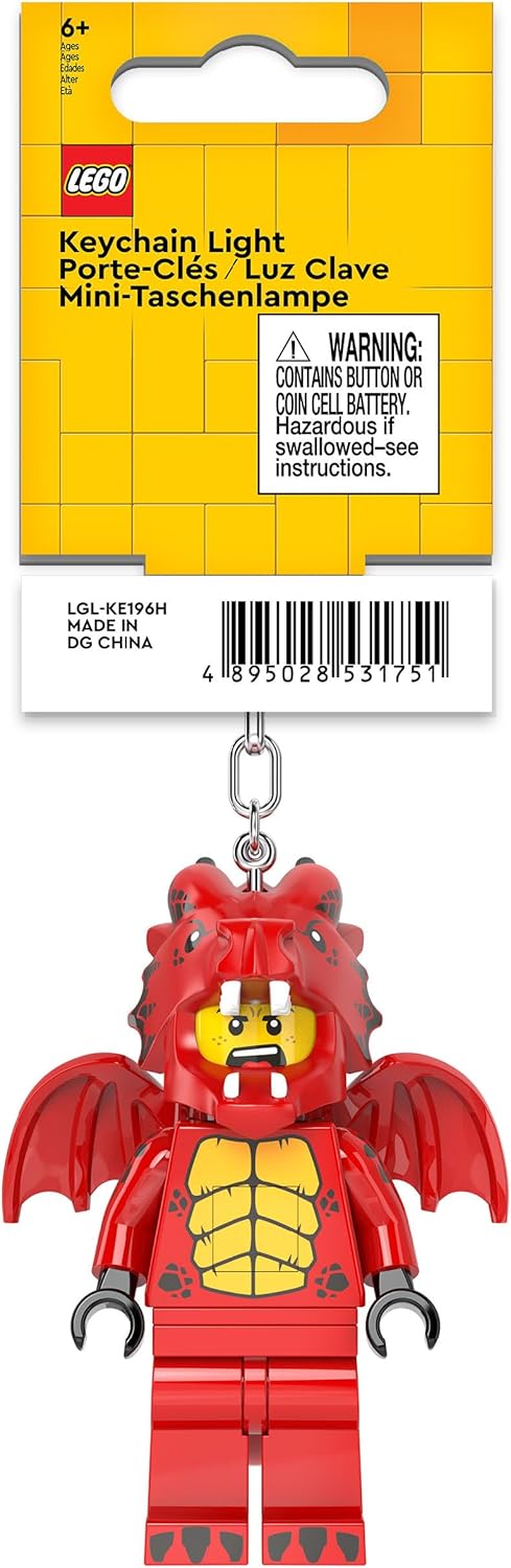 LEGO Minifigures Large 3 Inch Tall Figure Keychain Light - Dragon Suit Guy (KE196H), Red, Large - 3 inches tall
