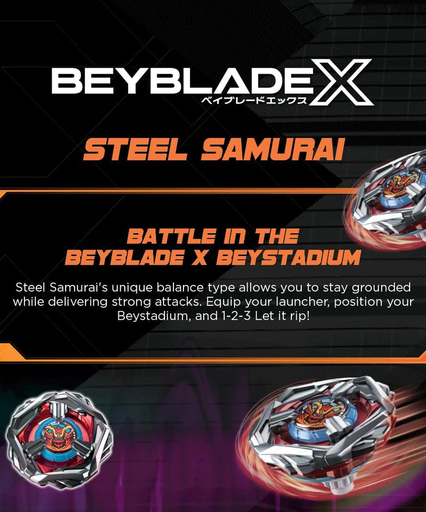 Takara Tomy Beyblade X Steel Samurai 4-80T Booster Pack Set, Balance Type Top with Customizable Parts, Bey Toy for 8+ Year Old Boys and Girls, Spinning Toys, Battle Tops