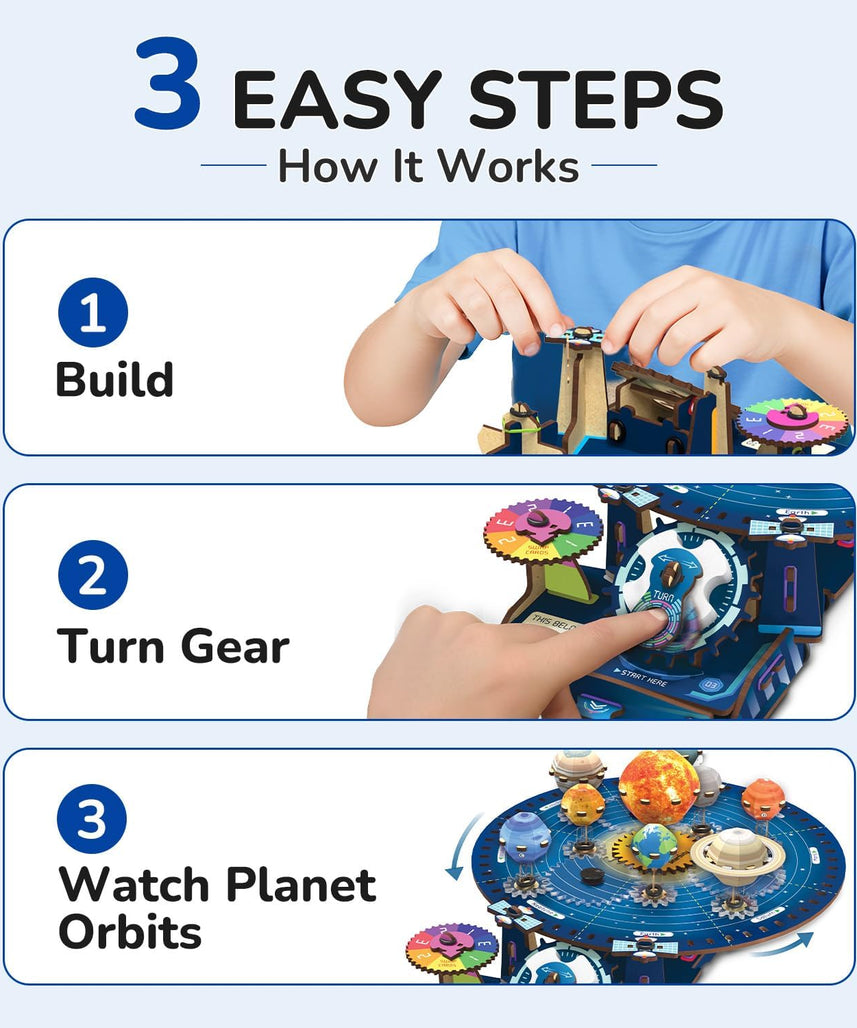 Smartivity DIY Solar System Kit | Gear-Driven Working Model of Planets | Birthday Gift for Boys & Girls 8-14 YearsI Build, Rotate & Explore Astronomy | Learn Solar System & Science Facts