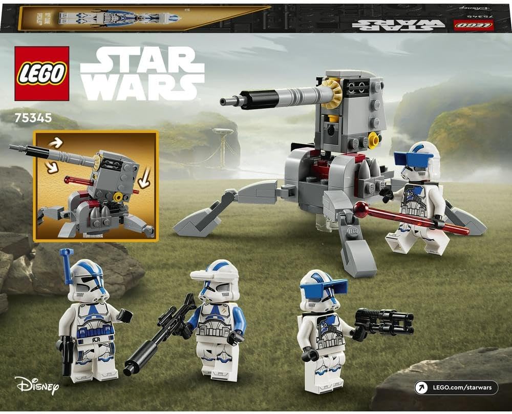 LEGO 75345 Star Wars 501st Clone Troopers Battle Pack Set, Buildable Toy with AV-7 Anti Vehicle Cannon and Spring Loaded Shooter plus 4 Characters