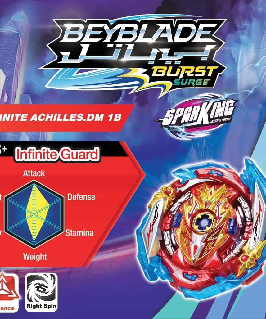 Beybattle Burst Takara Tomy – The Original Beyblade Infinite Achilles S, Dual-Spin Performance Tip, Ages 8+