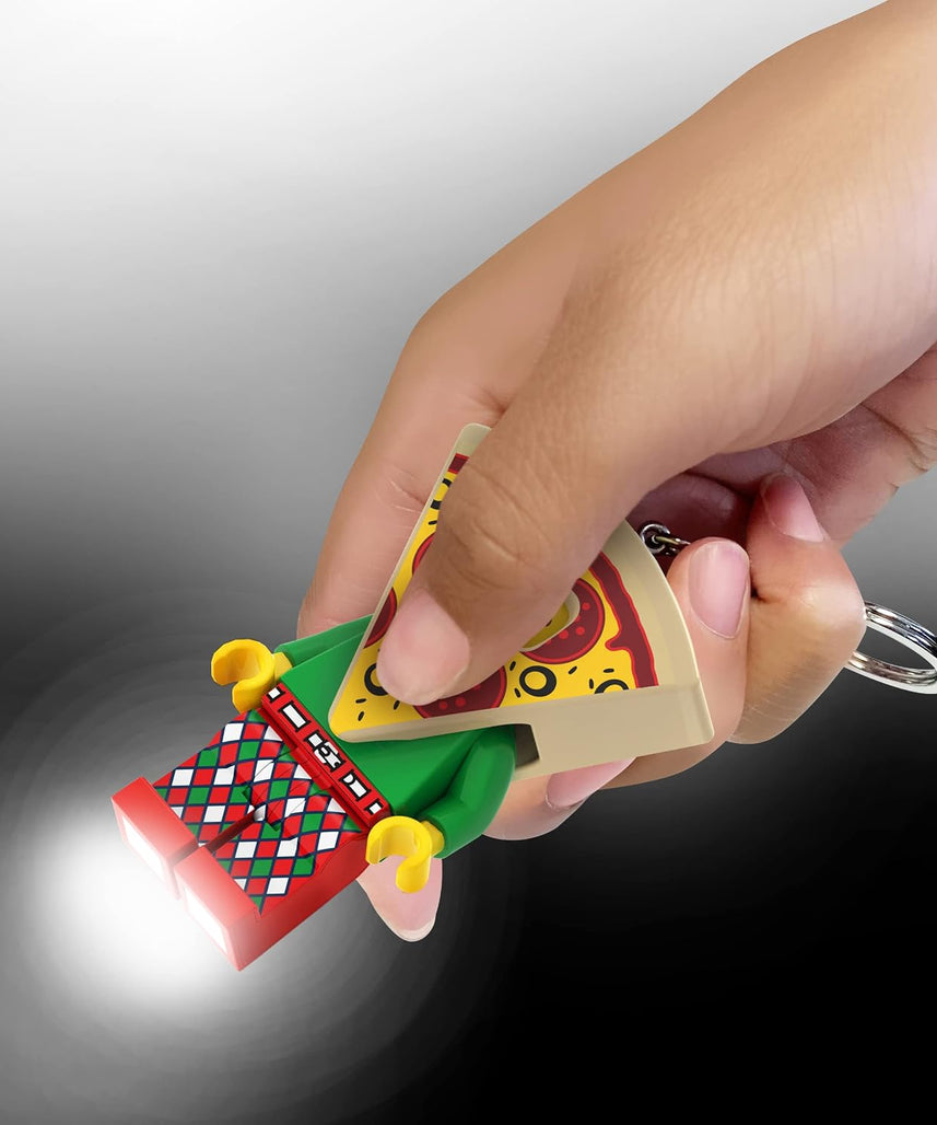 LEGO Minifigures Large 3 Inch Tall Figure Keychain Light - Pizza Costume Guy (KE176H), Bag charm with LED light