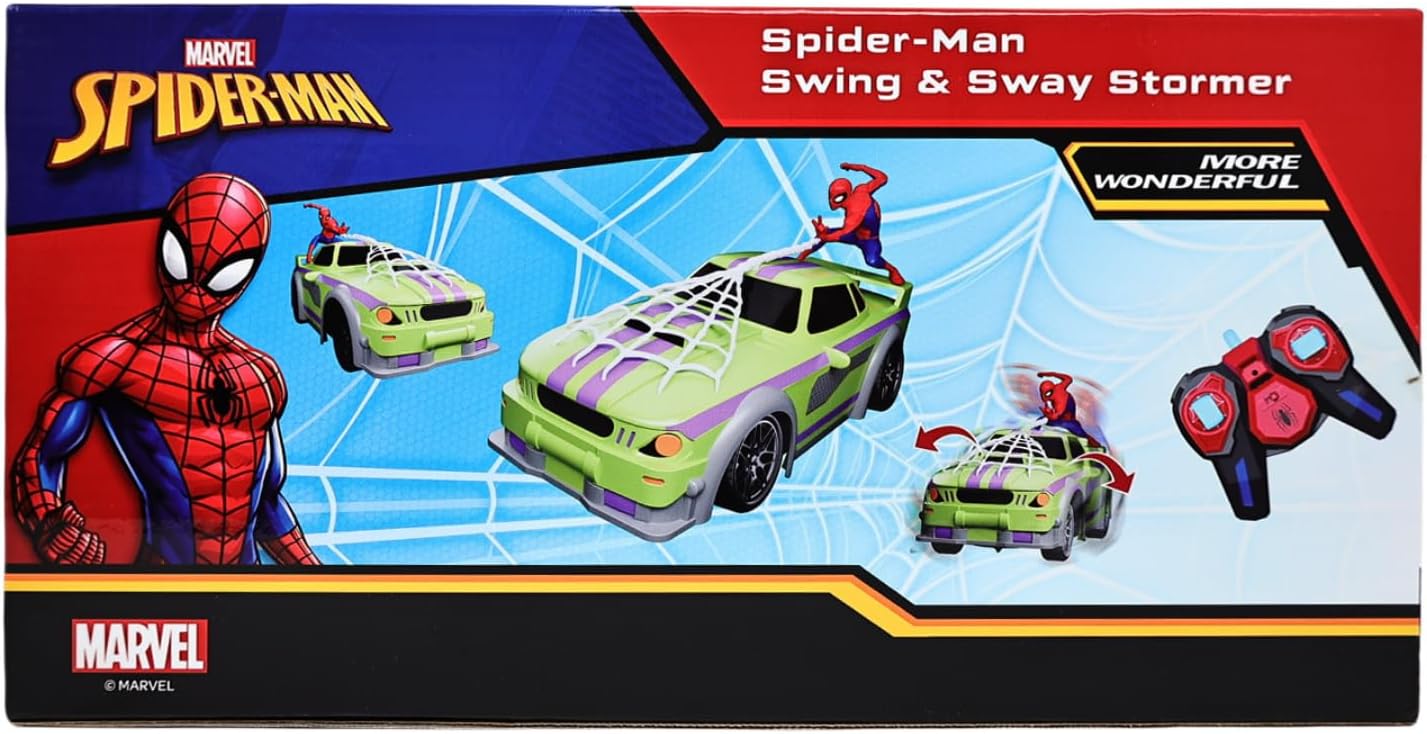 Marvel Spider-Man Swing & Sway Stormer RC - 2.4 GHz Full Function Remote Control Car for Kids - Official Disney Marvel Avengers Toy Vehicle - Ages 3+