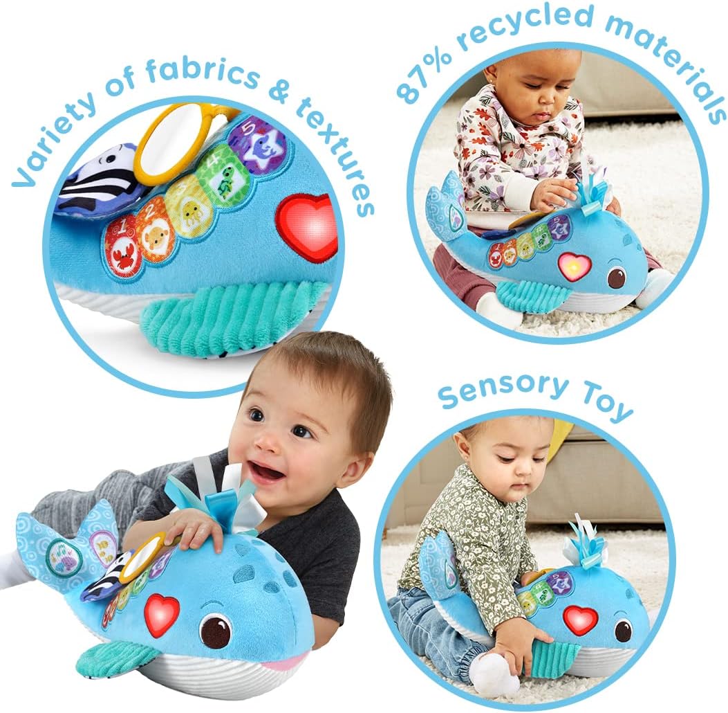 VTech Baby Snuggly Sounds Whale Interactive Sensory Toy with Lights Music and Textures for Infants 3 Months and Up