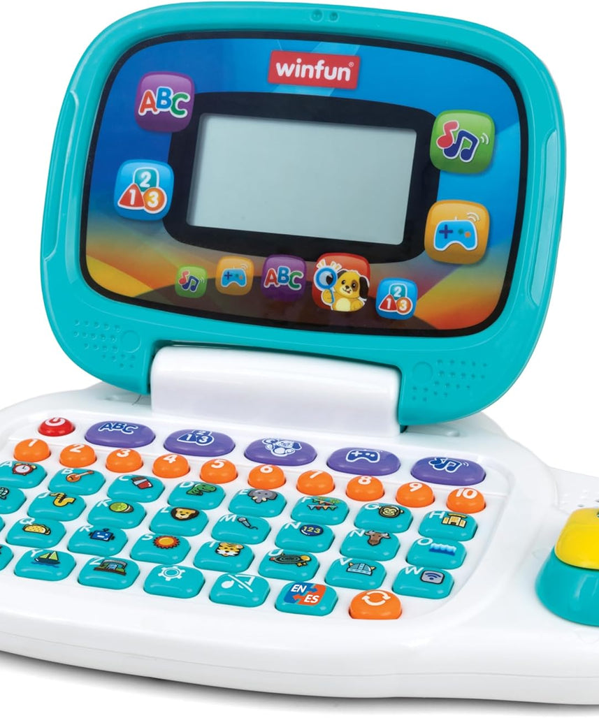 Winfun Lets Learn Bilingual Kids Laptop for Preschoolers Age 3 and Up Educational Toy in English and Spanish with LCD Screen and Interactive Games