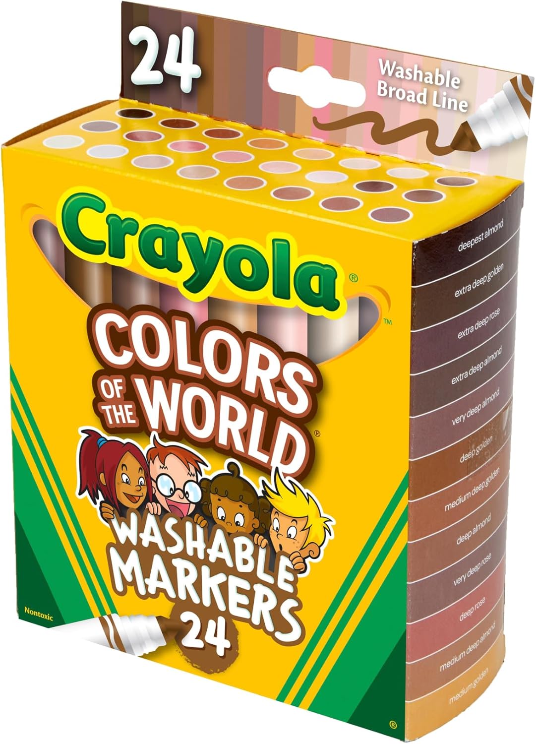 CRAYOLA Colours of the World Washable Markers - Assorted Colours (Pack of 24) | Colours That Represent Skin Tones from Around the World | Ideal for Kids Aged 3+