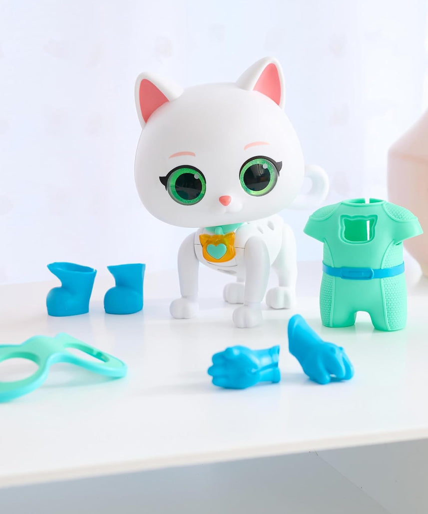 Just Play Disney Junior SuperKitties Cat-Tastic Transforming Bitsy Toy Figure, Lights and Sounds, Accessories Included, Kids 3+
