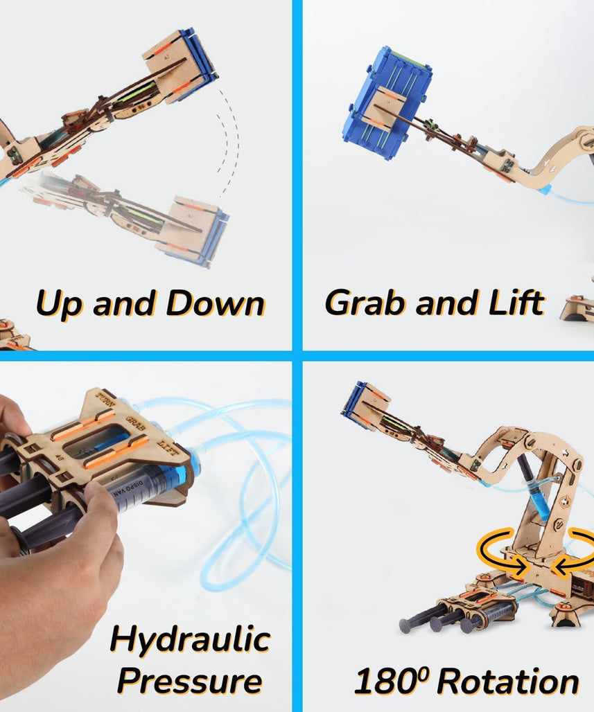 Smartivity Hydraulic Crane, STEM DIY Fun Toy, Educational & Construction Based Activity Game Kit for Kids 6 to 14, Best Birthday Gift for Boys & Girls 6-8-10-12-14 Years Old, Made in India
