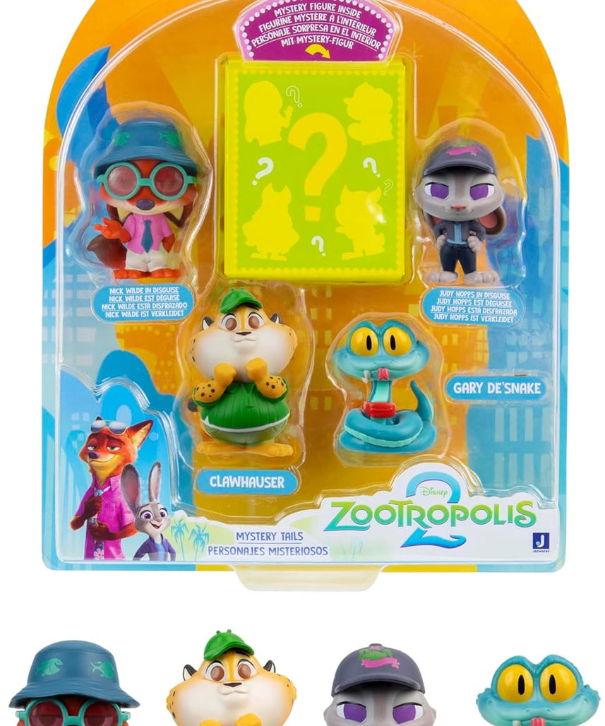 Disney Zootropolis 2 Figure 5-Pack with Mystery Figure, Zootopia 2 Movie, Collectibles, Mystery Tails Figurines, Gift, Kids Toys, 4 Years+