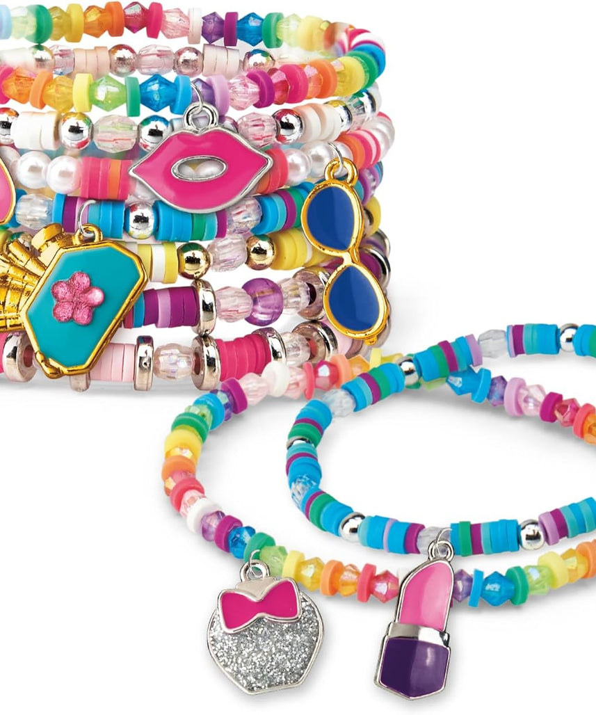 Shimmer N Sparkle Mini Mania Beauty Charms Bracelet Maker Make your own collectable charm bracelets Includes over 1000 multicoloured beads Jewellery making kit Make your own friendship bracelets