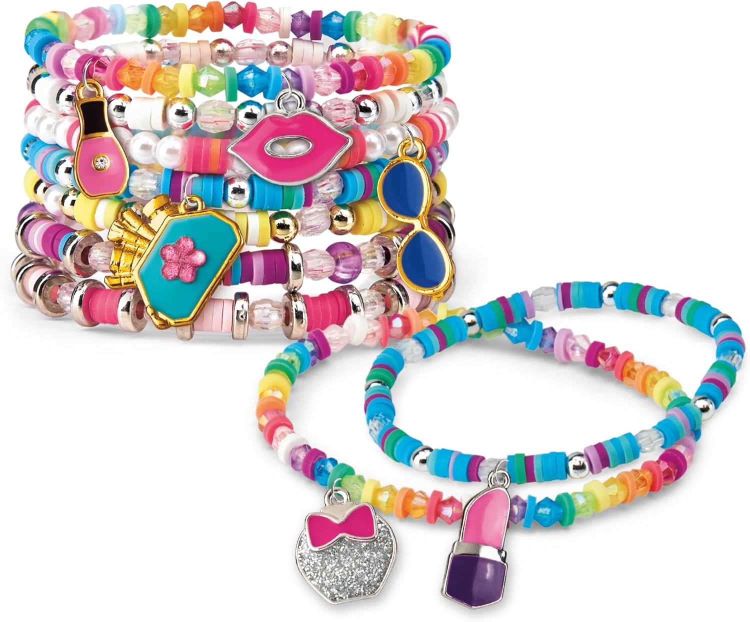 Shimmer N Sparkle Mini Mania Beauty Charms Bracelet Maker Make your own collectable charm bracelets Includes over 1000 multicoloured beads Jewellery making kit Make your own friendship bracelets