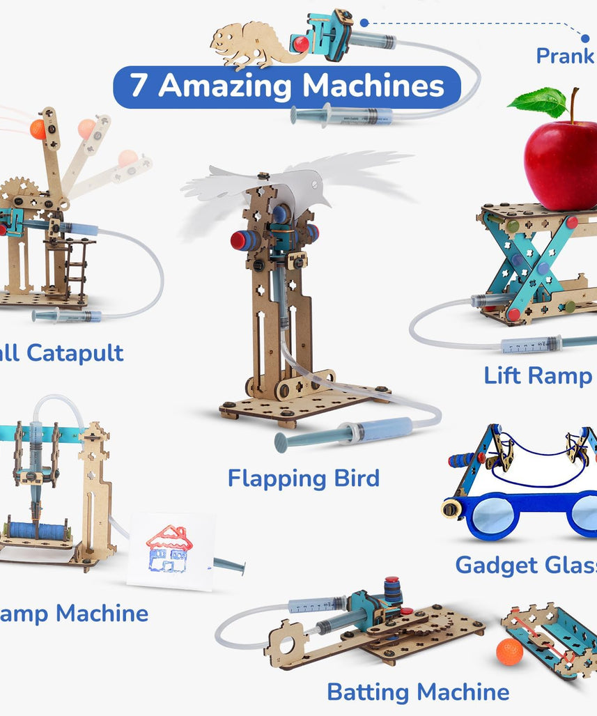 Smartivity 7 in 1 Multi-Builds Hydraulic Kit STEM DIY Fun Toy for Kids 6 to 12, Best Birthday Gift Toy for Boys & Girls Age 6-8-10-12, Science Toy, Educational Based Activity Game, Made in India