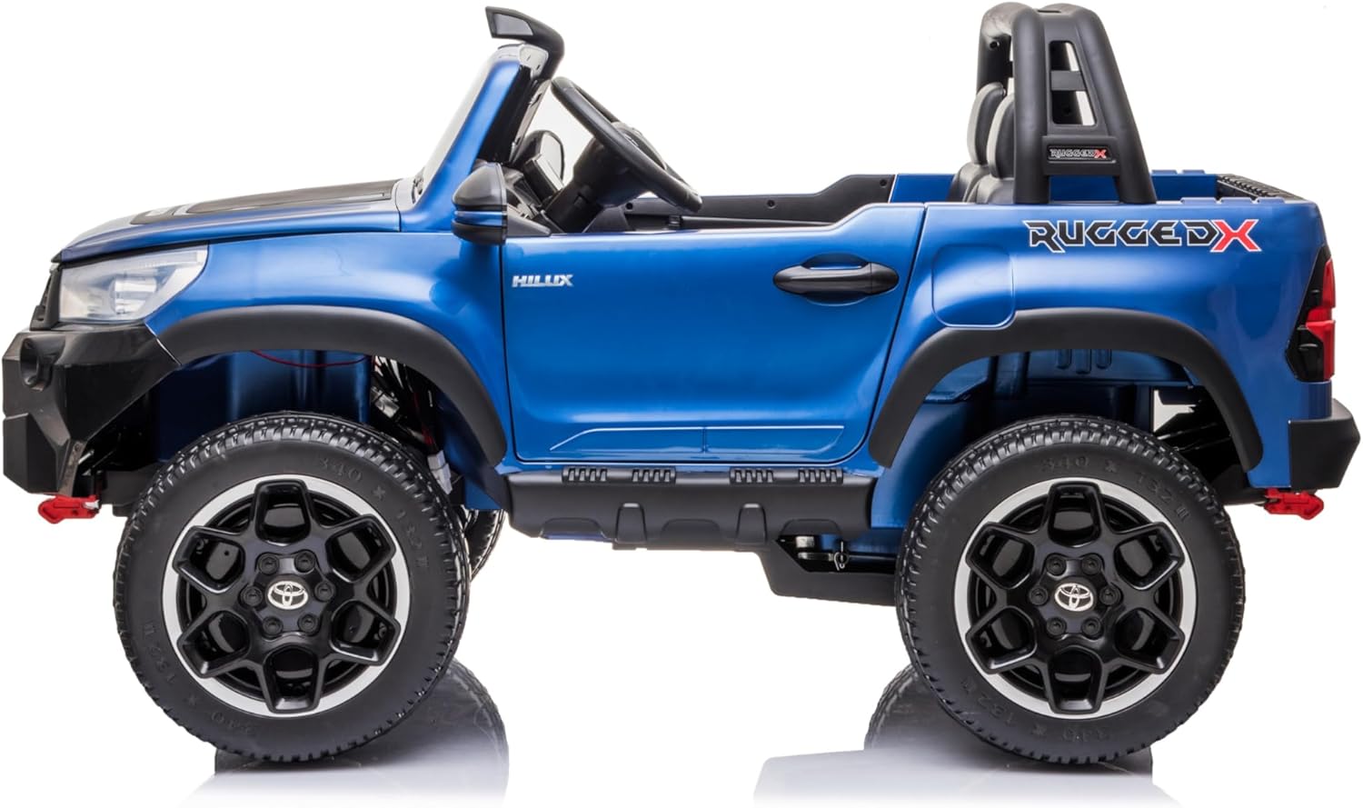 Lovely Baby LB 850DX Toyota Hilux Ride-On Car for Kids, 1-7 Years, Electric 4x4 Off-Road Vehicle, Remote Control, LED Lights, MP4 Music, Openable Doors – Red or Blue