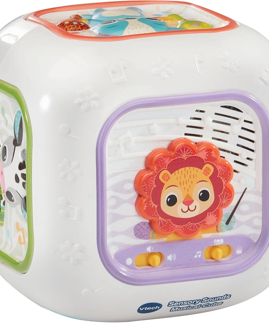 VTech Baby Sensory Sounds Musical Cube Interactive Learning Toy with Songs Textures Animals and Instruments Multicolor 3m+