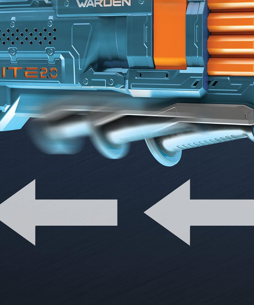 Nerf Elite 2.0 Warden DB-8 Blaster, Fires 2 Darts at Once, Pump-Action Slam Fire, Includes 16 Official Nerf Darts, Tactical Rail Upgrade, Shoots up to 26 Meters