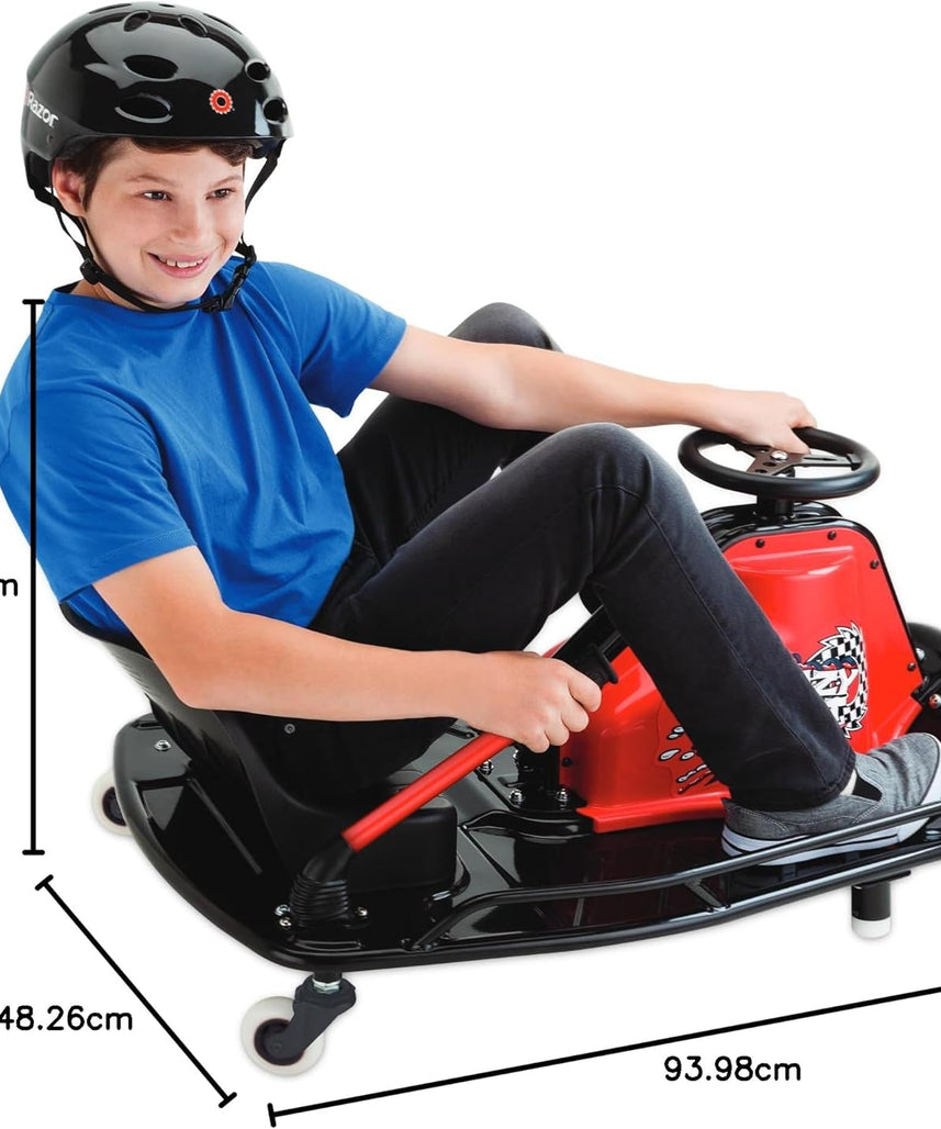 عربة ريزور كريزي كارت جونيور 2.0 - سيارة كارت كهربائية للانجراف للأطفال من سن 9 سنوات فما فوق، سرعات تصل إلى 19 كم/ساعة، مع مقود انجراف، مدة ركوب 40 دقيقة، آلة انجراف مثالية