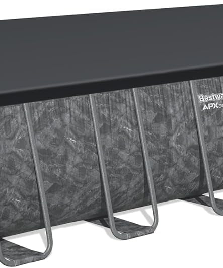 Bestway Power Steel™ APX 365 Rectangular Above Ground Pool Set 24 ft x 12 ft x 52 in (7.32m x 3.66m x 1.32m) – Year-Round Steel Frame Swimming Pool with Sand Filter Pump, Ages 18+