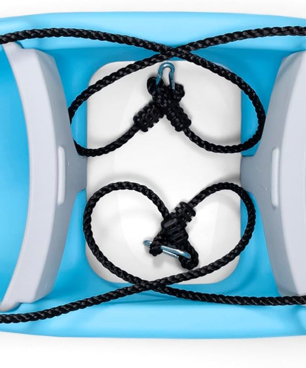 Step2 Rocket Double Swing for Boys and Girls Ages 1.5 Years and Up Blue Plastic Two Seat Outdoor Swing with Safety Straps and T Bar for Toddlers and Young Children