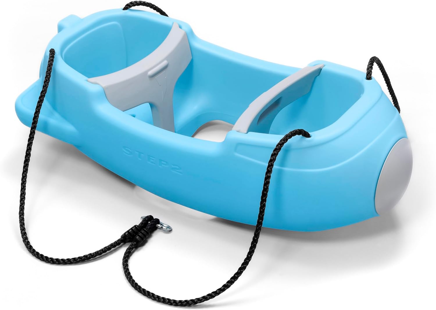 Step2 Rocket Double Swing for Boys and Girls Ages 1.5 Years and Up Blue Plastic Two Seat Outdoor Swing with Safety Straps and T Bar for Toddlers and Young Children