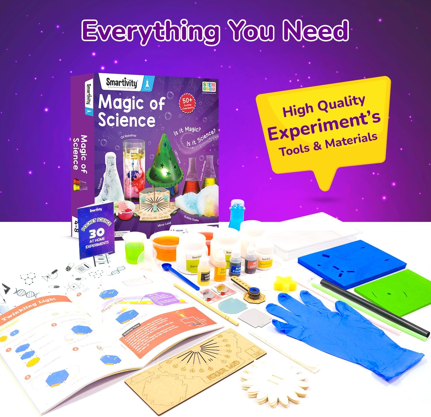 Smartivity Magic of Science Experiment Kit for Kids 4+ Years, STEM Chemistry and Physics Lab, 50 Experiments, Educational Science Toy, Birthday Gift for Boys and Girls