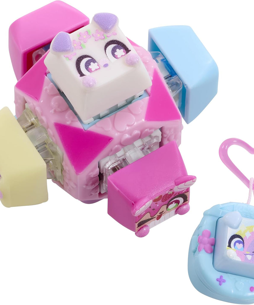 Clickeez Deluxe Keychain, Cute Collectible Keyboard Key Fidget Toy, Cube Key Caps Set with Charms for Girls and Boys 6Y+