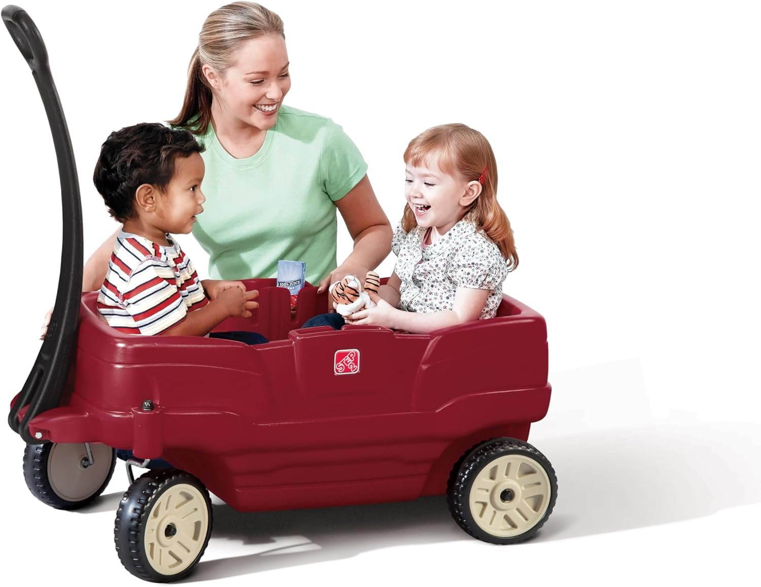 Step2 Neighborhood Wagon With Seats, Red, Kids Pull-Along Ride-On Wagon for Toddlers & Preschoolers