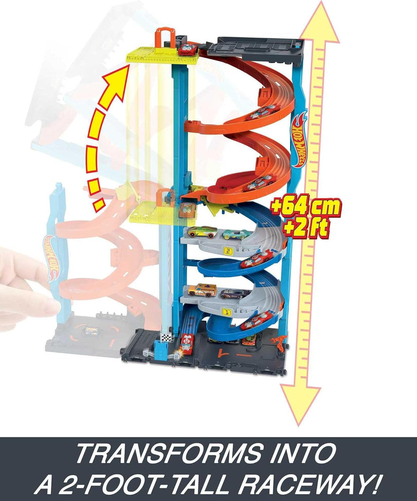 Hot Wheels City Transforming Race Tower Playset, Track Set with 1 Toy Car