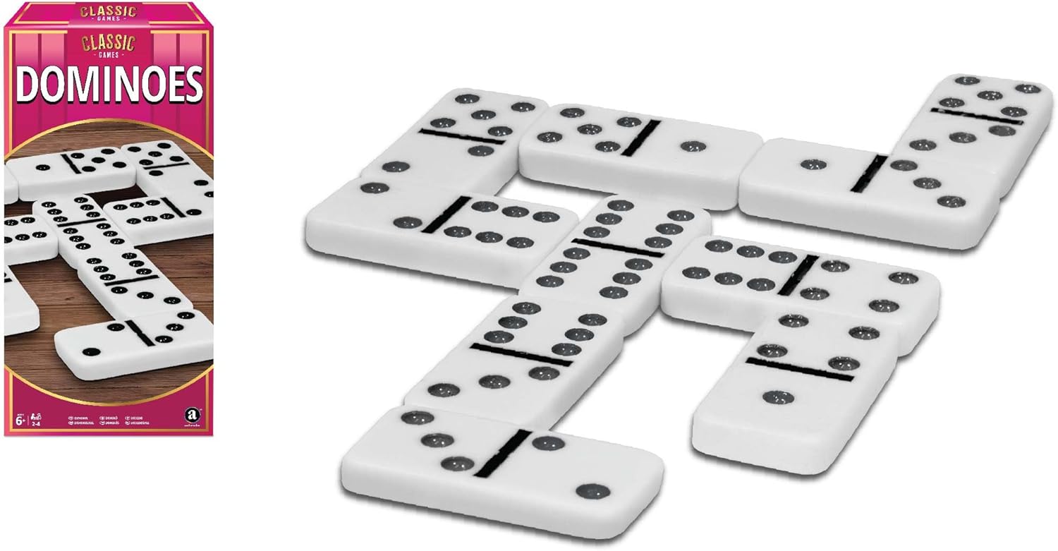 Ambassador MA Classic Dominoes Game, Plastic Board Game for Kids, Multi Color, Educational & Travel-Friendly 6+ Years